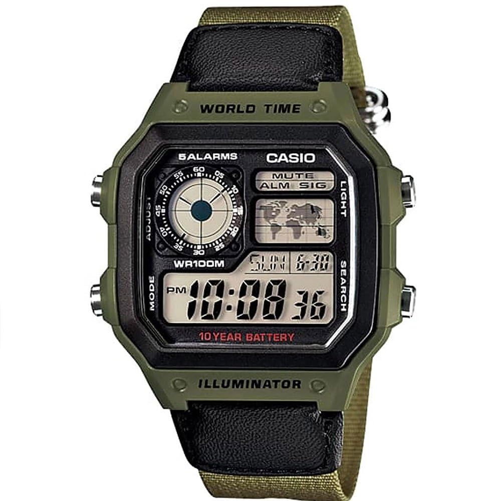 Relógio Masculino Digital Casio Multifunção AE1200WHB3BVDF - Verde